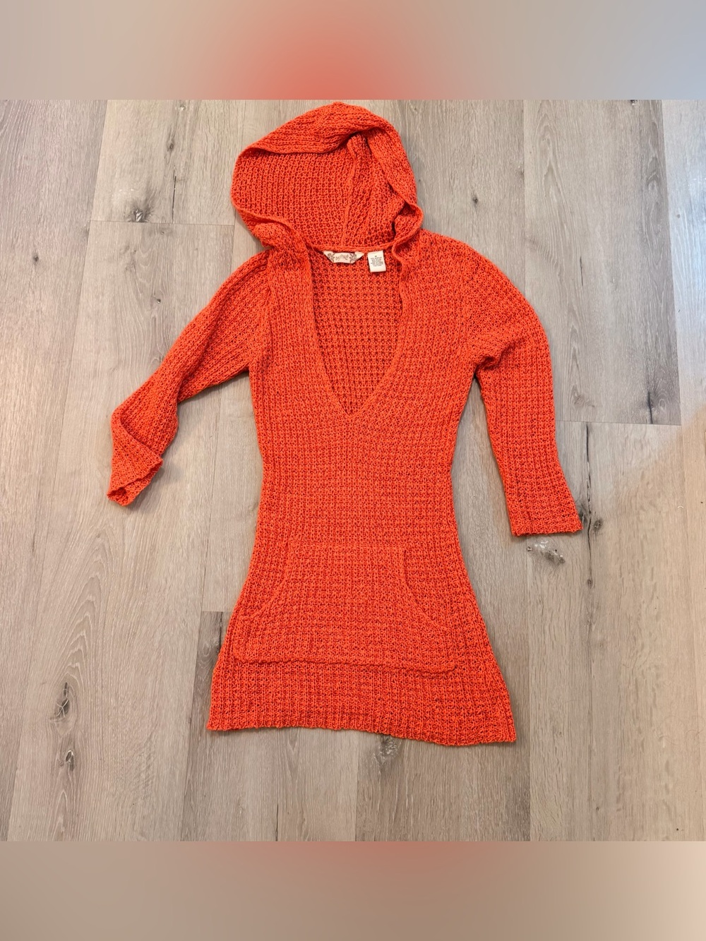 Fairy Grunge Daytrip Orange Hooded Knit Tunic Top medium